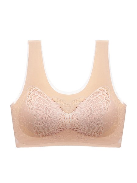 

Lace Butterfly Ice Silk Seamless Wrap Chest Vest Underwear, Nude, Bras