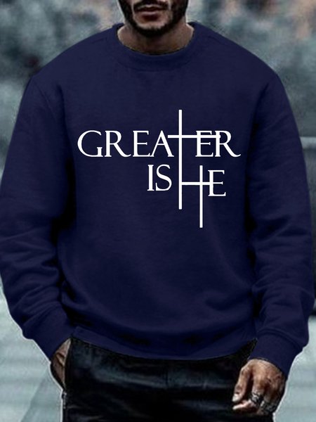 

Greater Is He Cross Men's Sweatshirt, Deep blue, Hoodies&Sweatshirts