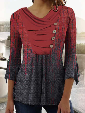 

Ethnic Casual Cross Neck Top, Multicolor, Tops
