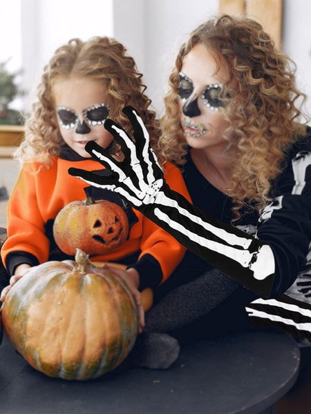

Halloween Skull Skeleton Gloves Long Ghost Gloves Spoof Decoration, Black, Women Gloves