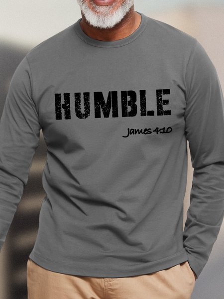 

Humble James4:10 Bible Men's Long Sleeve T-Shirt, Gray, T-shirts