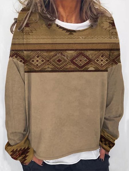 

Ethnic Vintage Loose Sweatshirts, Khaki, Sweatshirts & Hoodies