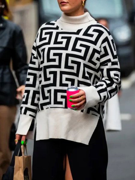 

Urban Text LettersTurtleneck Long Sleeve Sweater, Apricot, Sweaters