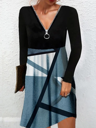 

Casual Cotton-Blend Color Block Dresses, Multicolor, Dresses