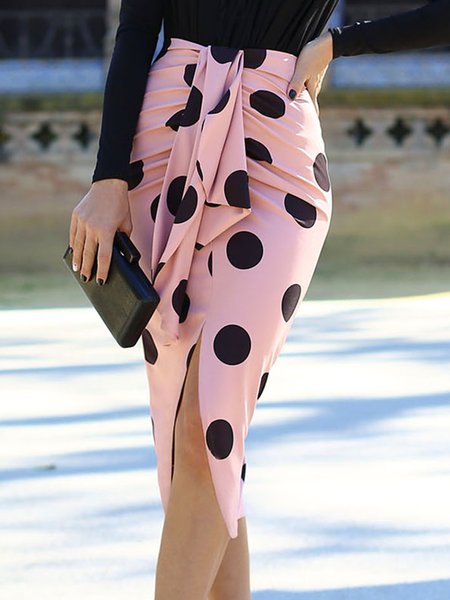 

Pink Daily Regular Fit Polka Dots Skirt, Skirts