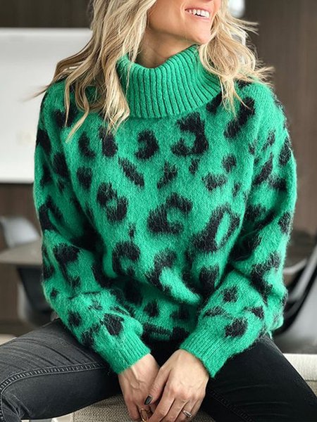 

Daily Long sleeve Turtleneck Urban Sweater, Green, Sweaters