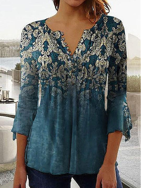 

Casual Trendy Regular Fit Top, Blue, Tops