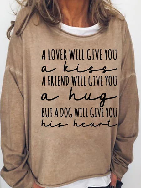 

Womens A Lover A Friend A Dog Crew Neck Sweatshirt, Light brown, Hoodies&Sweatshirts