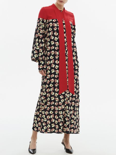 

Loose Long sleeve Vintage Maxi Dress, As picture, Maxi Dresses