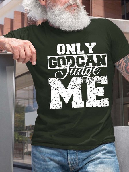 

Men Only God Can Judge Me Letters Cotton Casual T-Shirt, Darkgreen, T-shirts