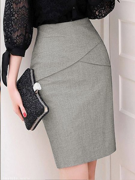 

Elegant Work Regular Fit Plain Skirt, Gray, Skirts