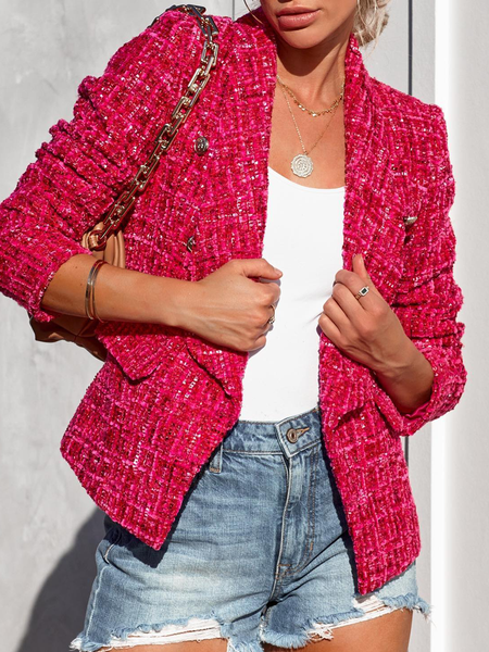 

Casual Loose Lapel Collar Blazer, Deep pink, Blazers