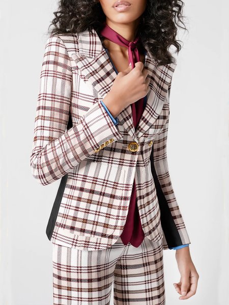 

Urban Plaid Lapel Collar Regular Fit Blazer, As picture, Blazers