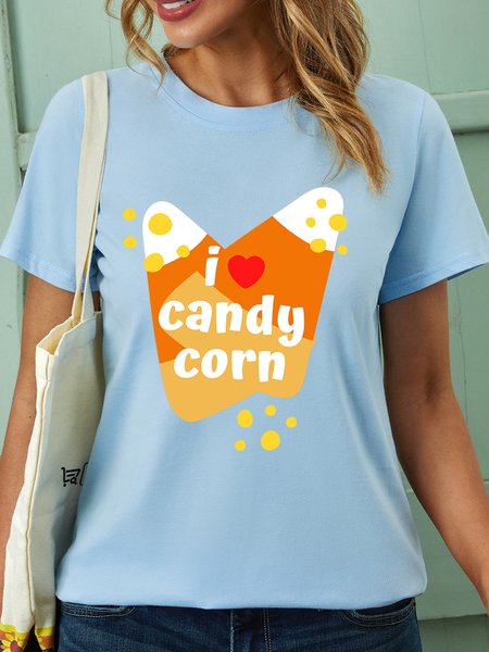 

Lilicloth X Kat8lyst I Heart Candy Corn Women's Halloween T-Shirt, Blue, T-shirts