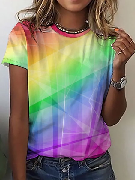 

Lilicloth X Paula Rainbow Geometric Women's T-Shirt, As picture, T-shirts