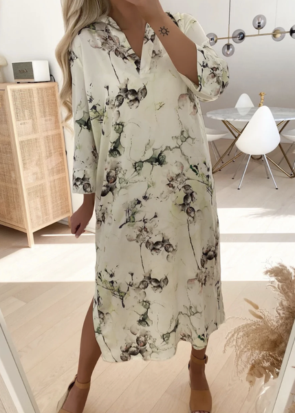 

Casual Loose V Neck Floral Dresses, Multicolor, Dresses