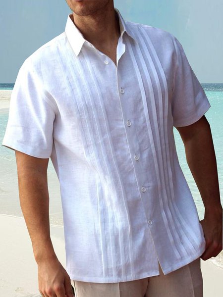 

Cotton Linen Hawaii Leisure Resort Guayabella Short Sleeve Shirt, White, Short Sleeve Shirts