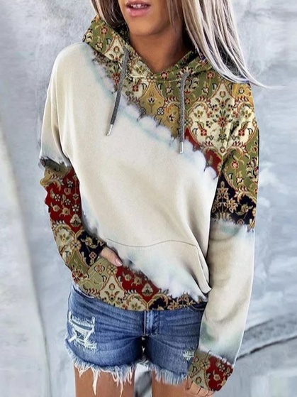 

Loose Hoodie Boho Sweatshirt, Multicolor, Sweatshirts & Hoodies