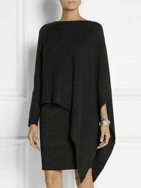 

Simple Regular Fit Plain Mini Dress, Black, Mini Dresses