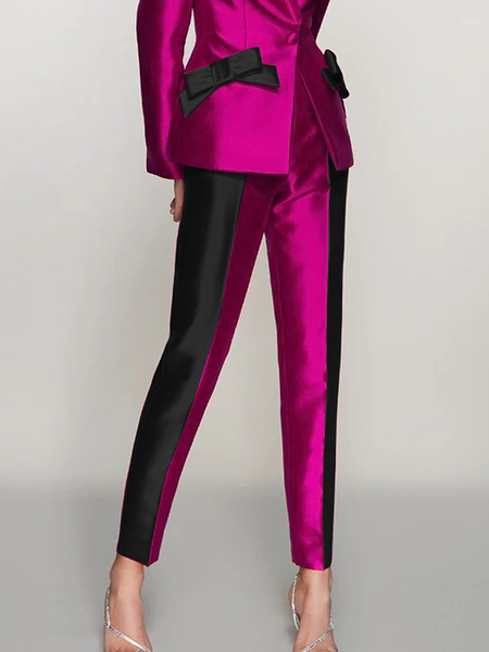 

Regular Fit Urban Fashion Color Block Pants, Rose red, Pants
