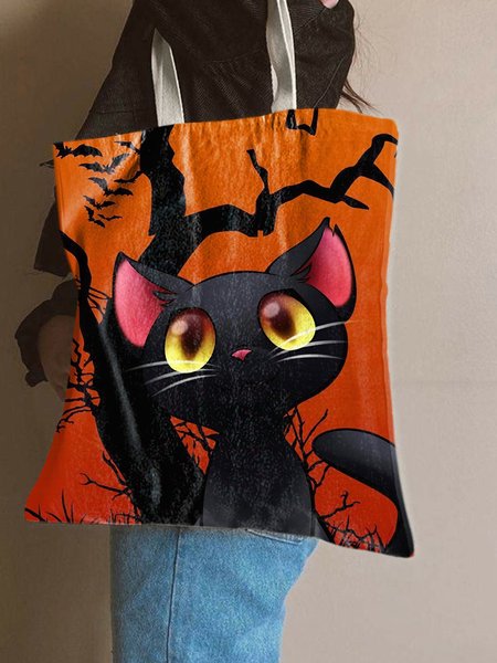 

Halloween Cat Graphic Shopping Totes, As picture, Bags