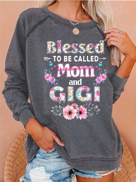 

Women Blessed To Be Called Mom And Gigi Crew Neck Sweatshirt, Gray, Hoodies&Sweatshirts