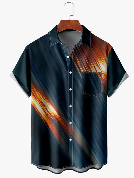 

Men's Art Print Casual Short Sleeve Hawaiian Shirt with Chest Pocket, Blue, Short Sleeve Shirts
