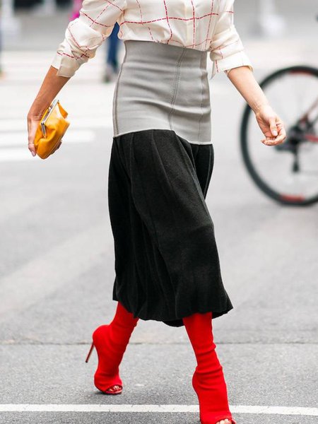 

Urban Color Block Pleated Skirt, Gray, Skirts