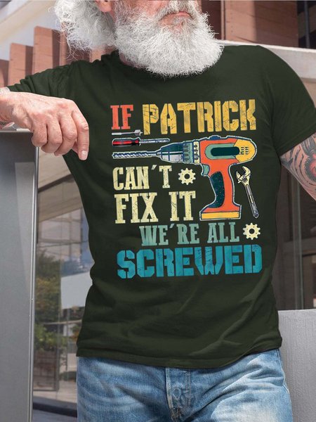 

Men Can’t Fix It All Screwed Text Letters T-Shirt, Darkgreen, T-shirts