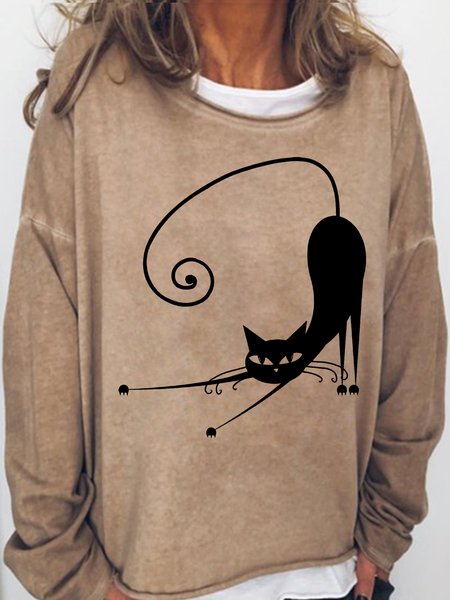 

Womens Cute Cat Sweatshirt, Light brown, Hoodies&Sweatshirts