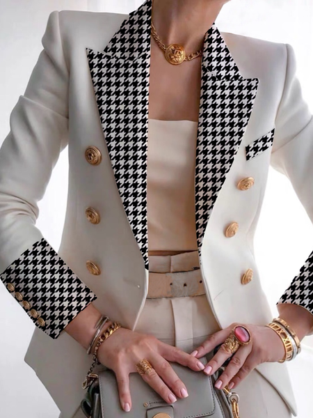 

Urban Lapel Collar Loose Lapel Collar Long sleeve Blazer, White, Blazers