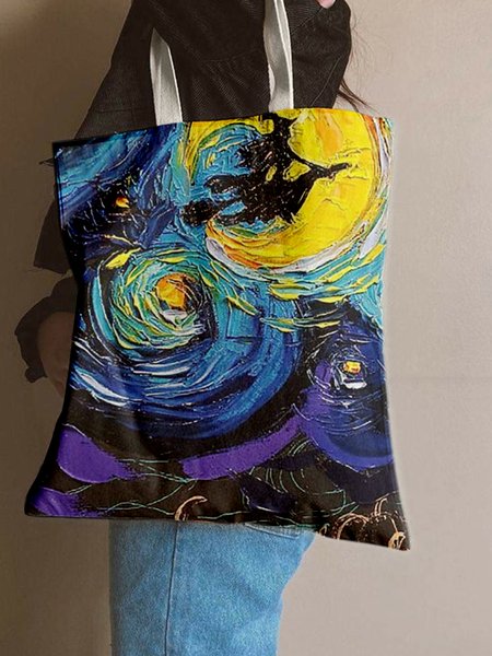 

Halloween Full Print Painting Shopping Tote, As picture, Bags