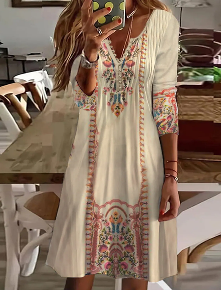 

Casual Half Open Collar Regular Fit Ethnic Dresses, Multicolor, Mini Dresses
