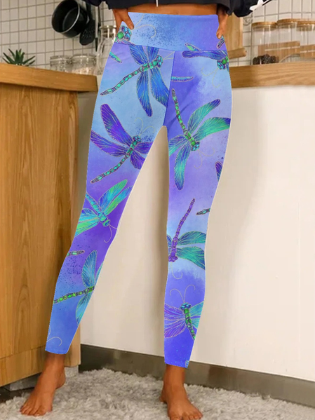 

Women Dragonfly Tie Dye Regular Fit Leggings, As picture, Leggings