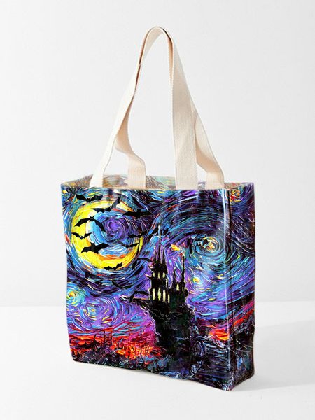 Halloween Abstract Full Print Shopping Totes, As picture, Bags