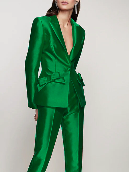 

Autumn H-Line Long sleeve Urban Plain Commuting Blazer, Green, Blazers