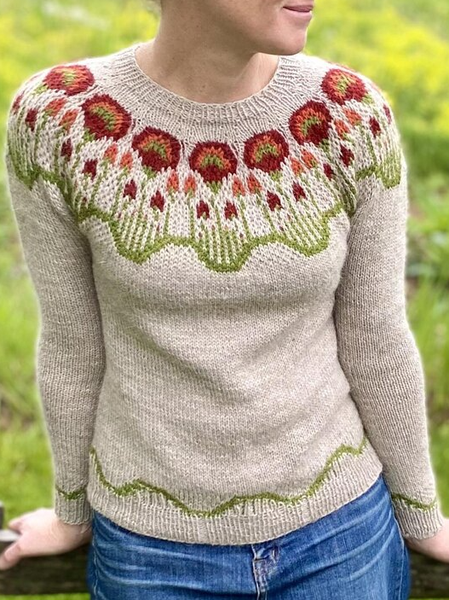 

Casual Wool/Knitting Floral Pattern Regular Fit Sweater, Multicolor, Sweaters