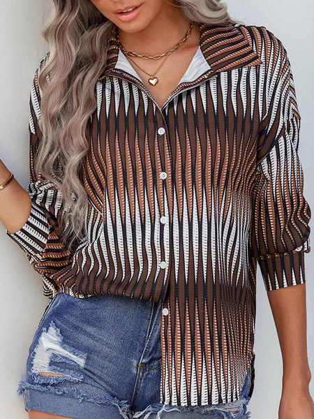 

Casual Striped Loose Blouse, Multicolor, Shirts & Blouses