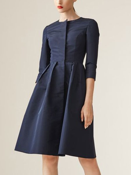

Daily Crew Neck Urban Regular Fit Plain Dress, Dark blue, Mini Dresses
