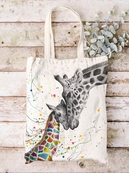 

Giraffa Animal Printed Shopping Tote Bag, As picture, Bags