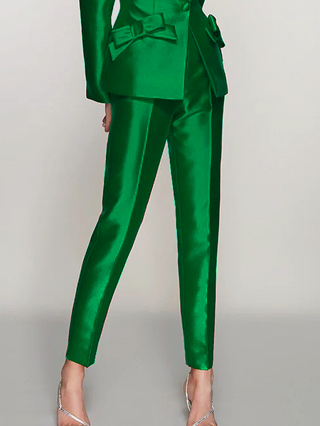 

Micro-Elasticity T-Line Plain Fashion Slim Taper Pants, Green, Pants