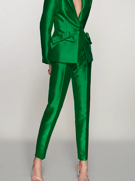 

Micro-Elasticity T-Line Plain Fashion Slim Taper Pants, Green, Pants