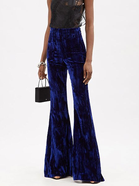 

Bell-Bottomtrousers Vintage Plain Fashion Pants, Blue, Pants