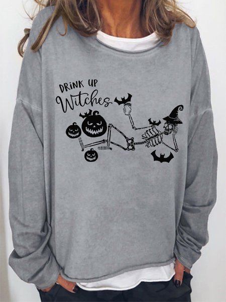

Lilicloth x Iqs Drink Up Witches Women's Halloween Sweatshirt, Light gray, Hoodies&Sweatshirts