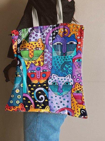 

Animal Cute Cat Graphic Shopping Tote Bag, As picture, Bags
