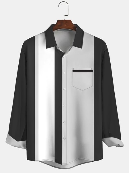 

Mens Front Buttons Soft Breathable Chest Pocket Casual Hawaiian Bowling Shirts, Black, Short Sleeve Shirts