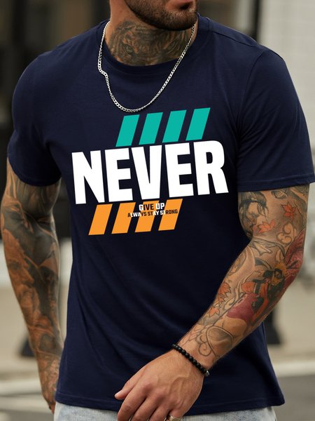 

Lilicloth X Abu Never Give Up Always Stay Strong Men's T-Shirt, Purplish blue, T-shirts