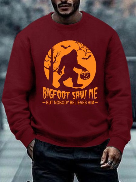 

Mens Halloween Bigfoot Bigfoot Saw Me But Nobody Believes Him Letters Sweatshirt, Red, Hoodies&Sweatshirts