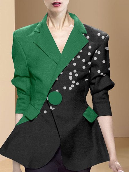 

Long sleeve Regular Fit Urban Lapel Collar Blazer, Green, Blazers