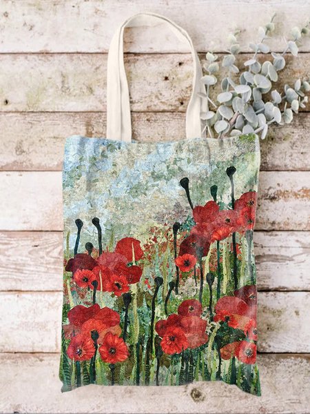 

Rose Plant Full Print Shopping Tote, As picture, Bags